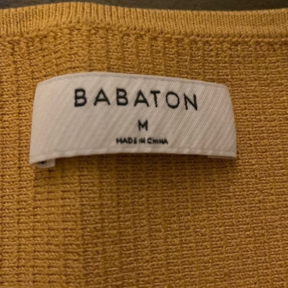 Babaton Mustard Yellow Ribbed Black & White Striped Tube Top - Picture 4 of 4